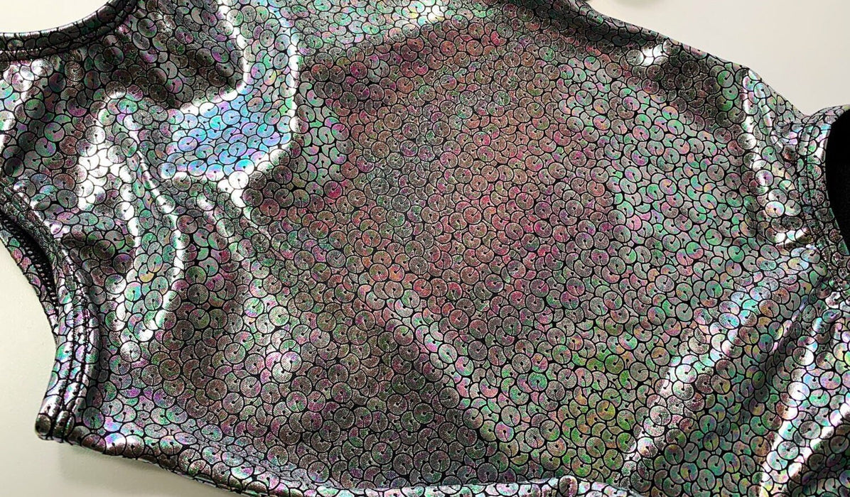 Silver Holographic Foil Gymnastics Leotard Girls Toddlers Kids Teens Dance Ballet Costume Custom Bodysuit Leo by AERO Leotards