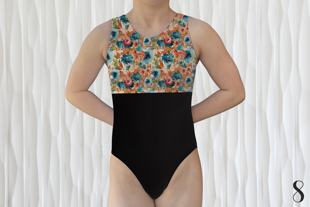 Floral Art Leotard Girls Toddlers Kids Teen Dance Ballet Gymnastics Gifts Custom Bodysuit Watercolor Flowers Leo by AERO Leotards - 8 Styles
