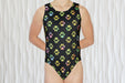 Gymnastics Leotard Girls Toddlers Kids Teens Dance Ballet Gymnastics Bodysuit Dog Cat Paw Prints Leo w/ Lime Mystique Back by AERO Leotards