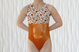 Halloween Candy Gymnastics Leotard Girls Toddlers Kids Teens Dance Ballet Costume Custom Bodysuit Orange Trick or Treat Leo by AERO Leotards
