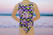 Purple Geometric Floral Gymnastics Leotard Girls Toddler Kids Teen Dance Ballet Costume Custom Bodysuit Tropical Flower Leo by AERO Leotards