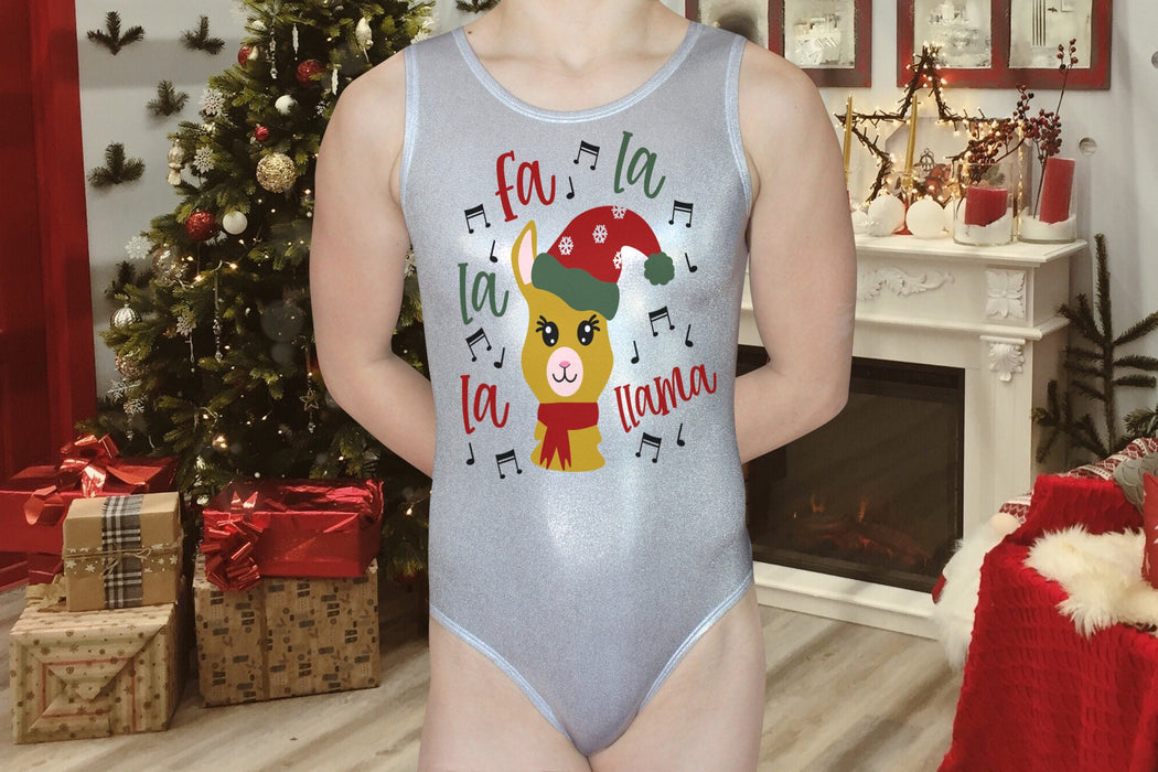 Christmas Llama Gymnastics Leotard, Girls, Toddlers, Kids, Teens, Holiday Fa La La Llama Leo by AERO Leotards