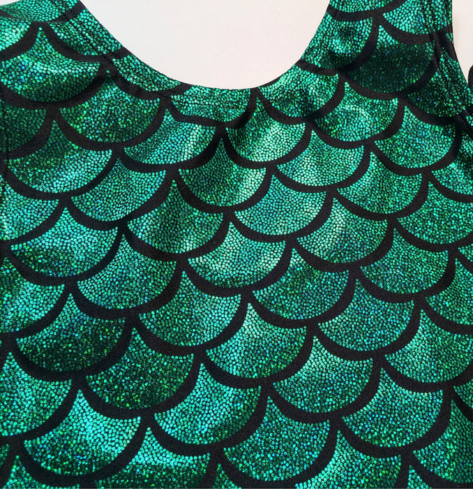 Green Mermaid Gymnastics Leotard Girls Toddlers Kids Teens Dance Ballet Gymnast Custom Bodysuit Fish Scales Leo by AERO Leotards