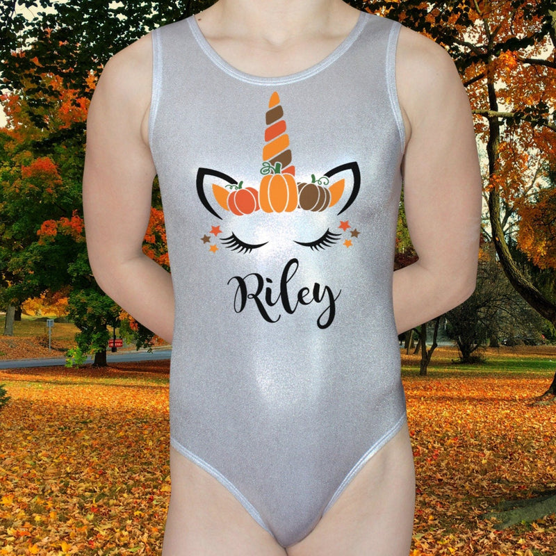 Fall Thanksgiving Gymnastics Leotard Girls Toddler Kids Teen Dance Ballet Costume Bodysuit Personalized Pumpkin Unicorn Leo by AERO Leotards