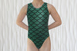 Green Mermaid Gymnastics Leotard Girls Toddlers Kids Teens Dance Ballet Gymnast Custom Bodysuit Fish Scales Leo by AERO Leotards