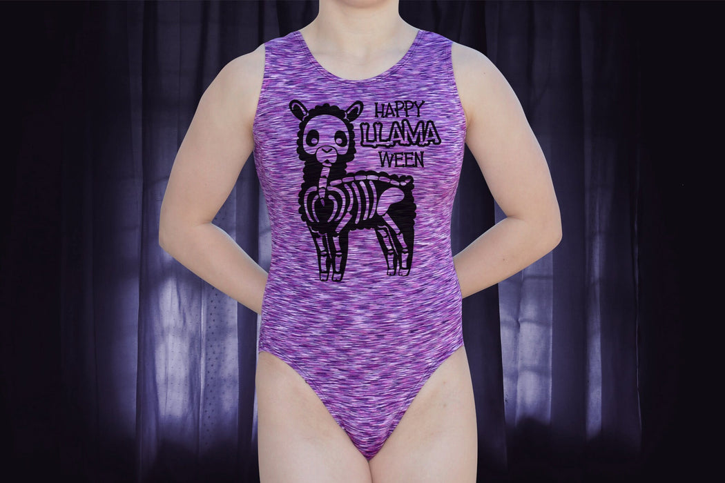 Halloween Llama Gymnastics Leotard Girls Toddlers Kids Teens Dance Ballet Costume Custom Bodysuit Spooky Skeleton Leo by AERO Leotards