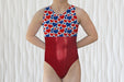 Patriotic Hearts Gymnastics Leotard Girls Toddlers Teens Dance Ballet Costume Custom Bodysuit Red Blue Heart USA Leo by AERO Leotards