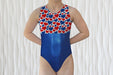 Patriotic Hearts Gymnastics Leotard Girls Toddlers Teens Dance Ballet Costume Custom Bodysuit Red Blue Heart USA Leo by AERO Leotards