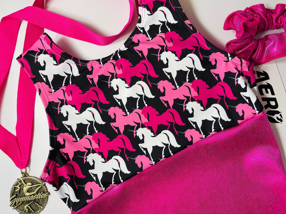 Unicorns Gymnastics Leotard Girls Toddlers Kids Teens Dance Ballet Gymnastics Gifts Custom Bodysuit Pink Unicorn Leo by AERO Leotards