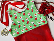 Christmas Bunnies Gymnastics Leotard Girls Toddler Kids Teen Dance Ballet Bodysuit Holiday Stocking Bunny Rabbits Leo by AERO Leotards