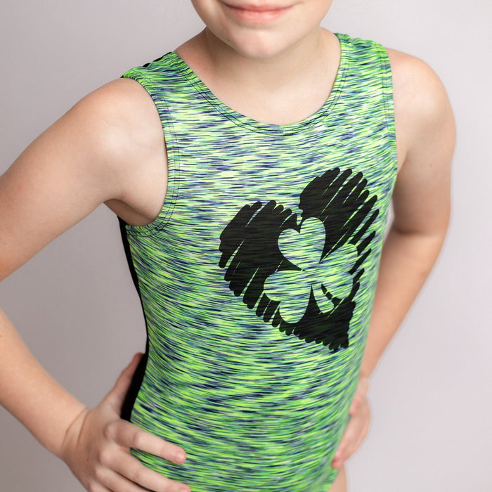 Shamrock Heart Gymnastics Leotard Girls Toddlers Kids Teens Dance Ballet Costume Custom Bodysuit St. Patrick's Day Leo by AERO Leotards