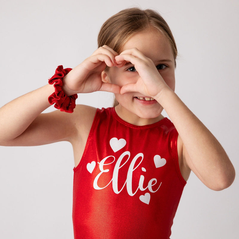 Personalized Heart Gymnastics Leotard Girls Teen Child Kids Toddlers Dance Ballet Custom Bodysuit Sparkle Heart Name Leo by AERO Leotards