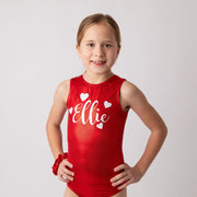 Personalized Heart Gymnastics Leotard Girls Teen Child Kids Toddlers Dance Ballet Custom Bodysuit Sparkle Heart Name Leo by AERO Leotards