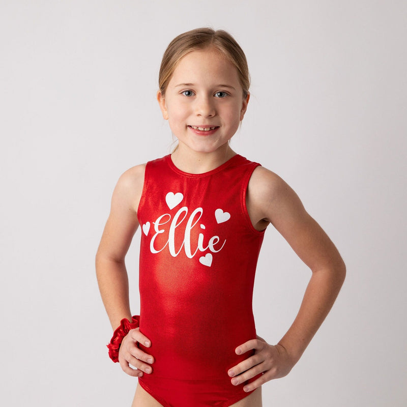 Personalized Heart Gymnastics Leotard Girls Teen Child Kids Toddlers Dance Ballet Custom Bodysuit Sparkle Heart Name Leo by AERO Leotards