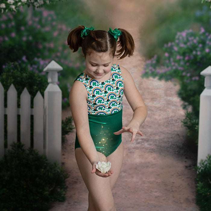 St. Patrick’s Day Gymnastics Leotard Girls Toddlers Kids Teens Dance Ballet Costume Custom Bodysuit Green Leo by AERO Leotards