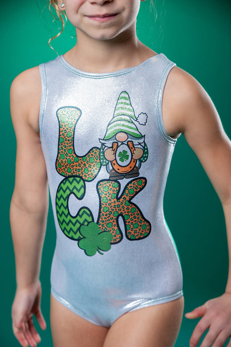 Luck Gnome St. Patrick's Day Gymnastics Leotard Girls Toddler Kids Teen Dance Ballet Gymnastics Custom Bodysuit Green Leo by AERO Leotards